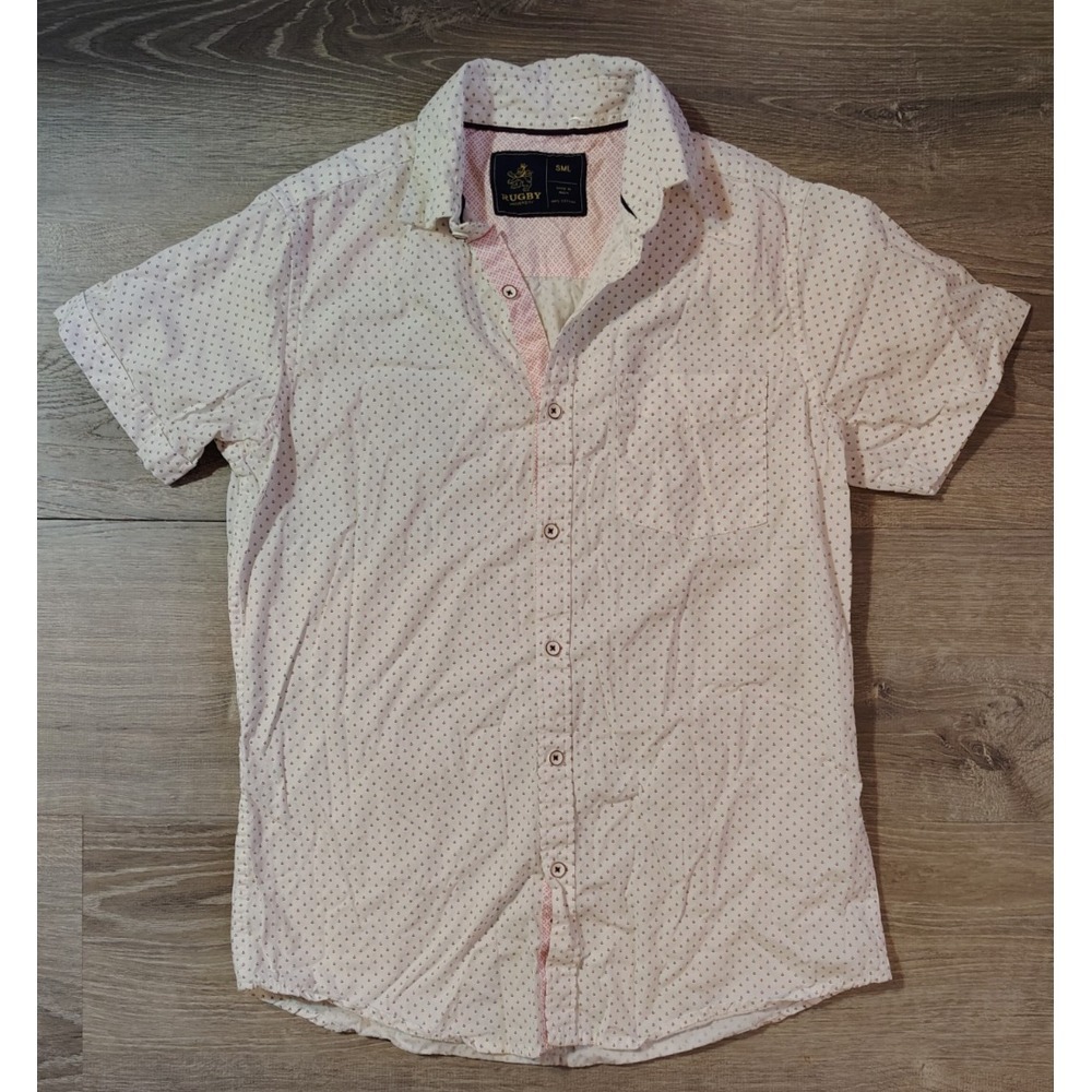 Rugby University Printed Men's Polo White‎ Small 100% Cotton
